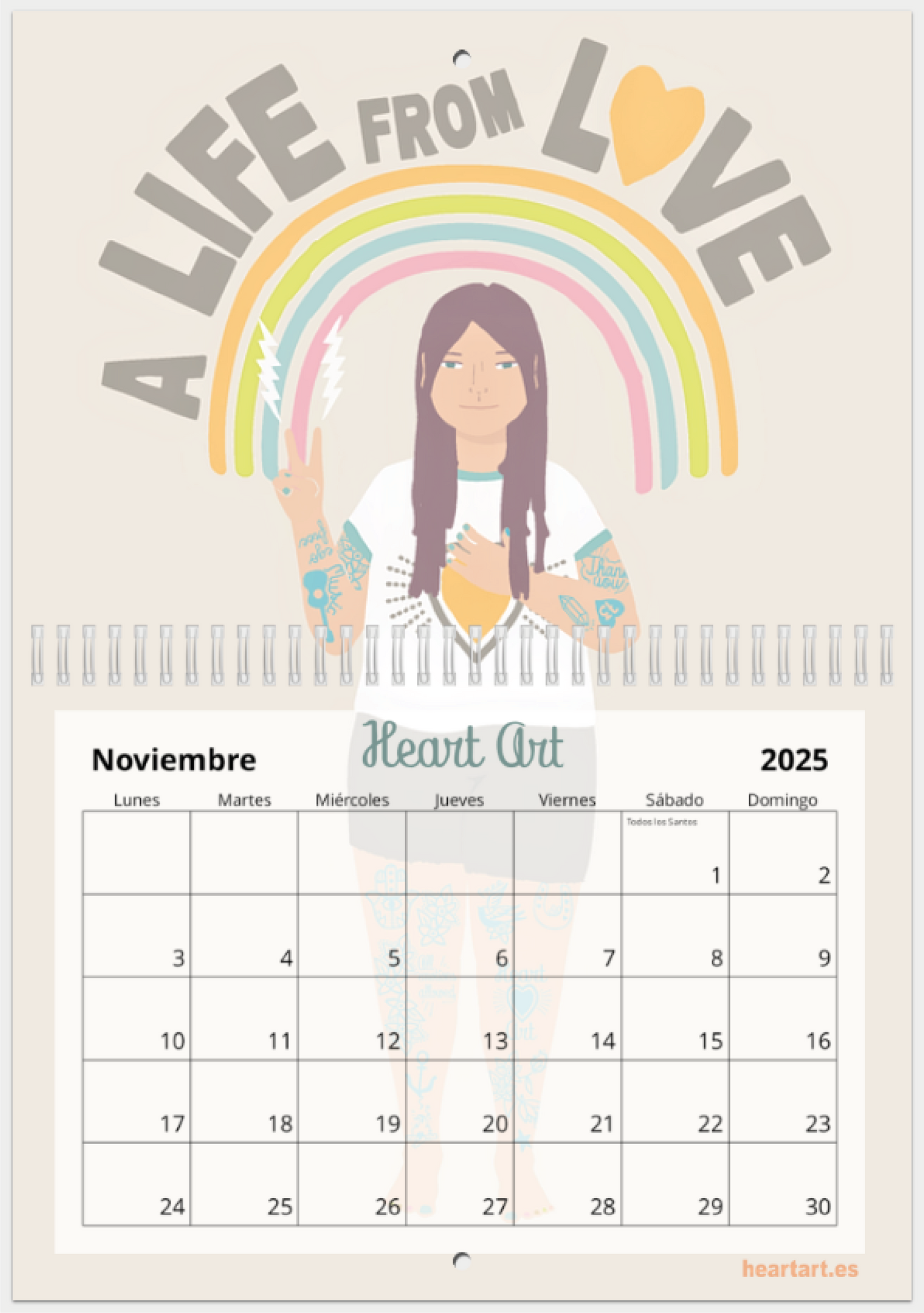 Calendario 2025 tamaño A4 doble.