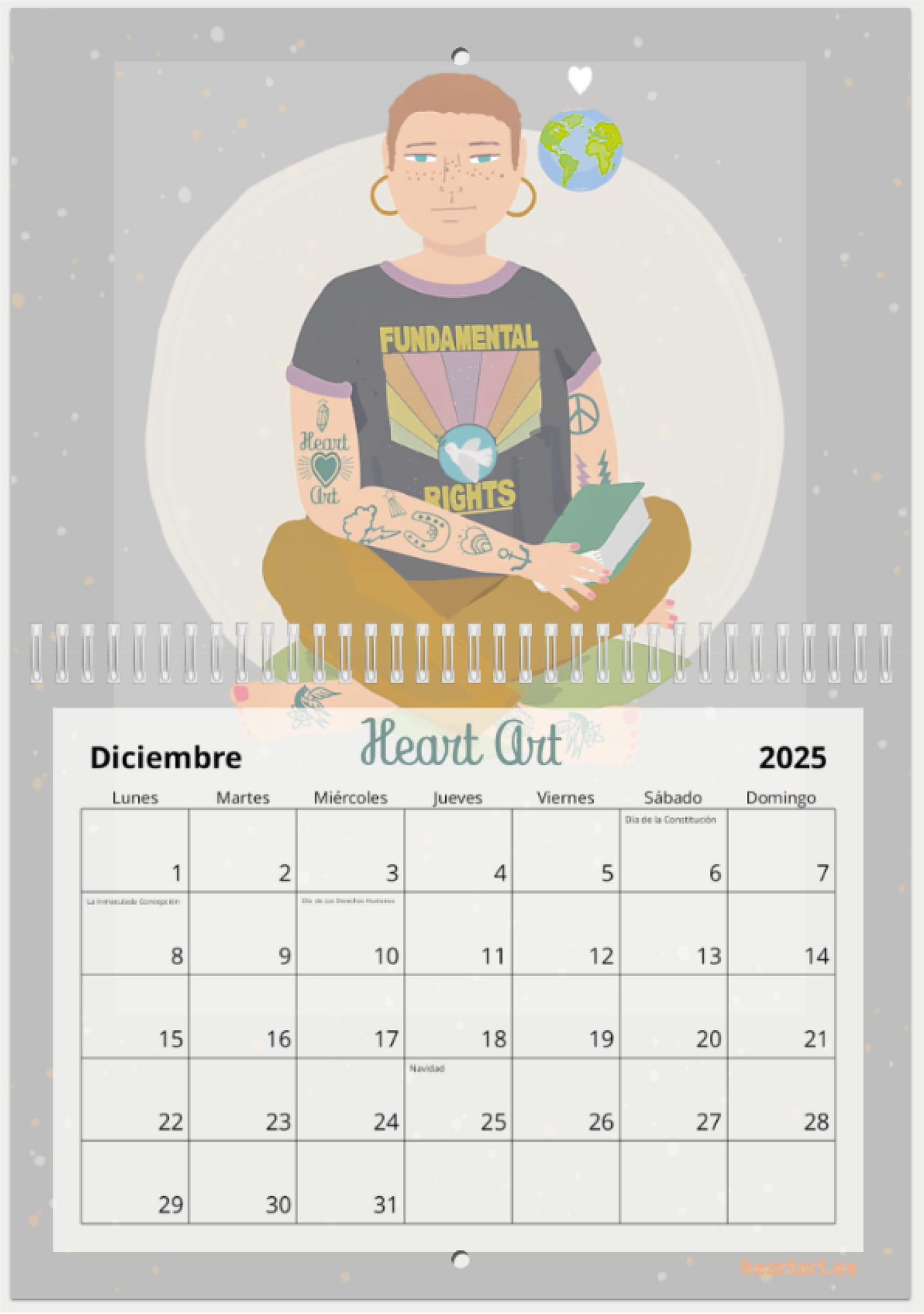 Calendario 2025 tamaño A4 doble.