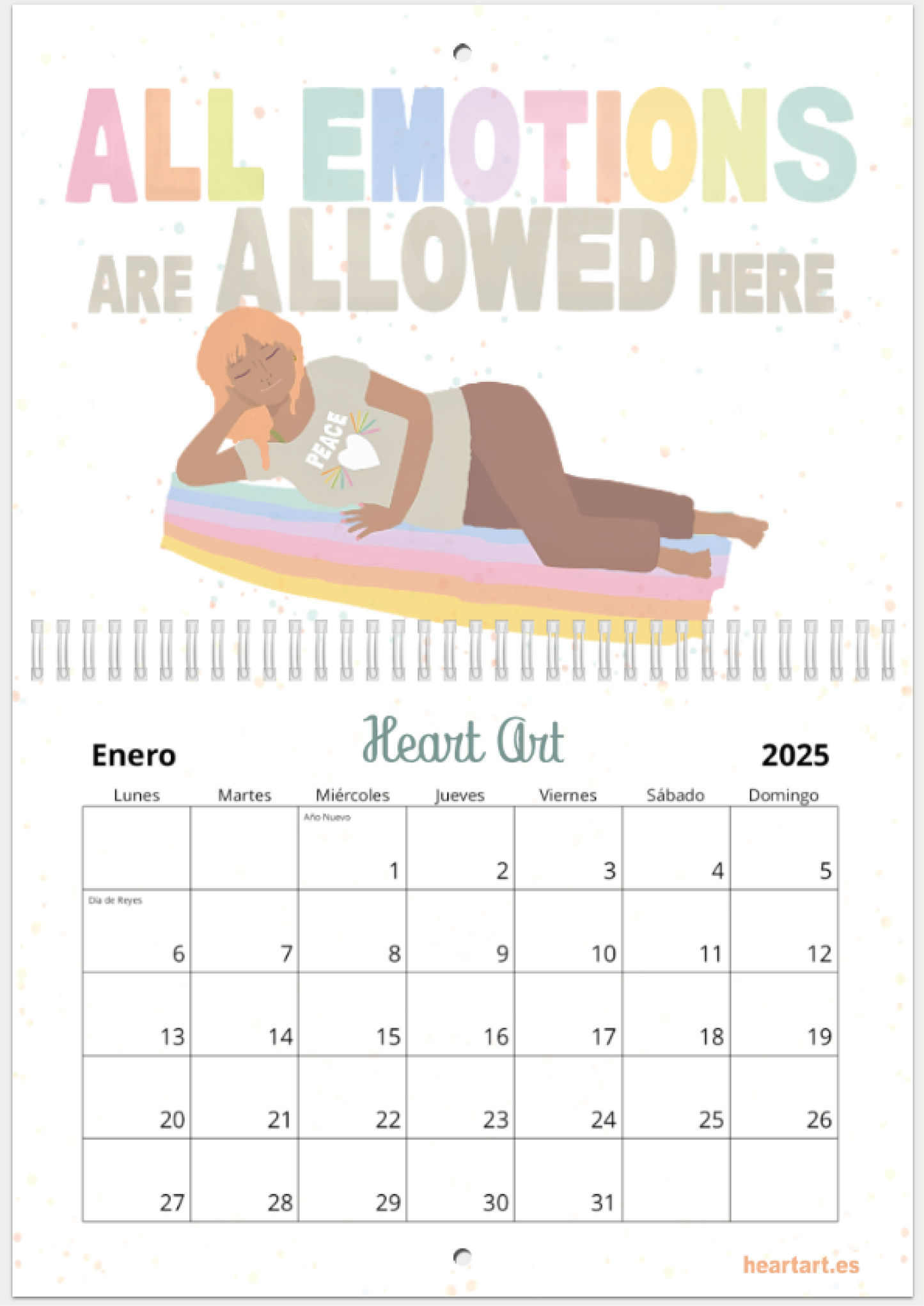 Calendario 2025 tamaño A4 doble.