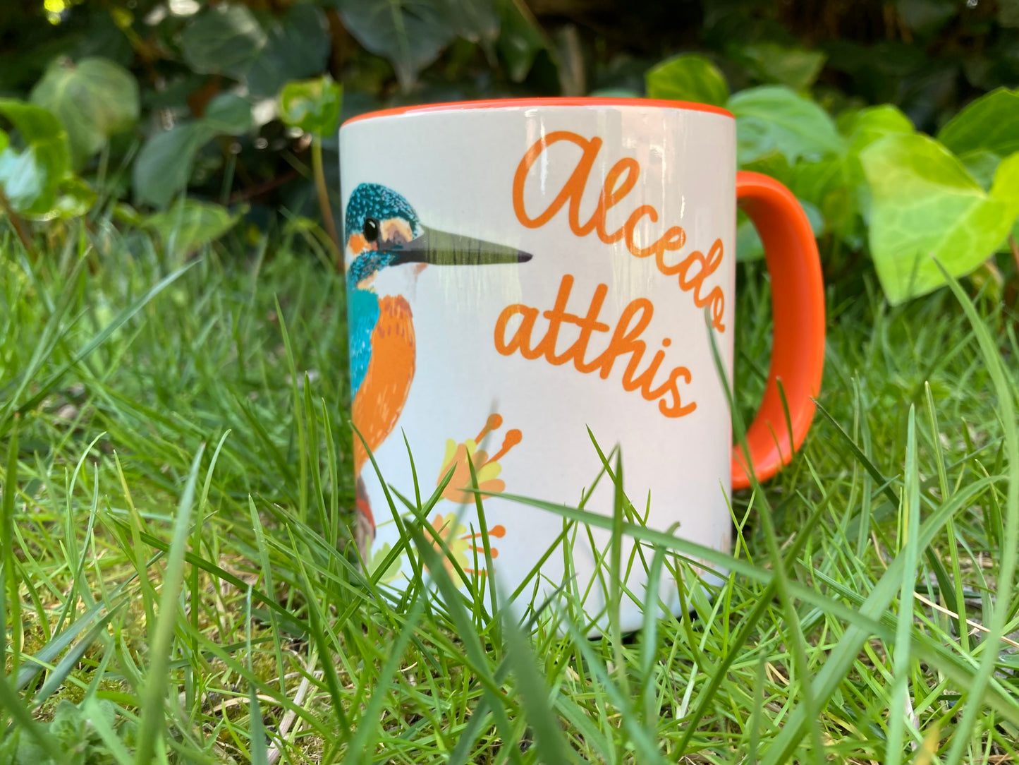 Taza de desayuno naranja, modelo Martín pescador.