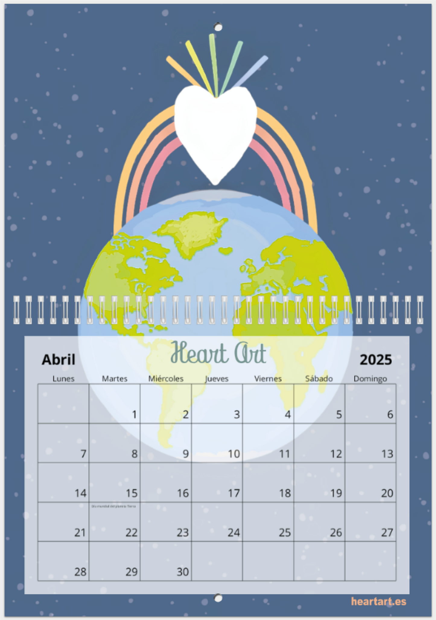 Calendario 2025 tamaño A4 doble.