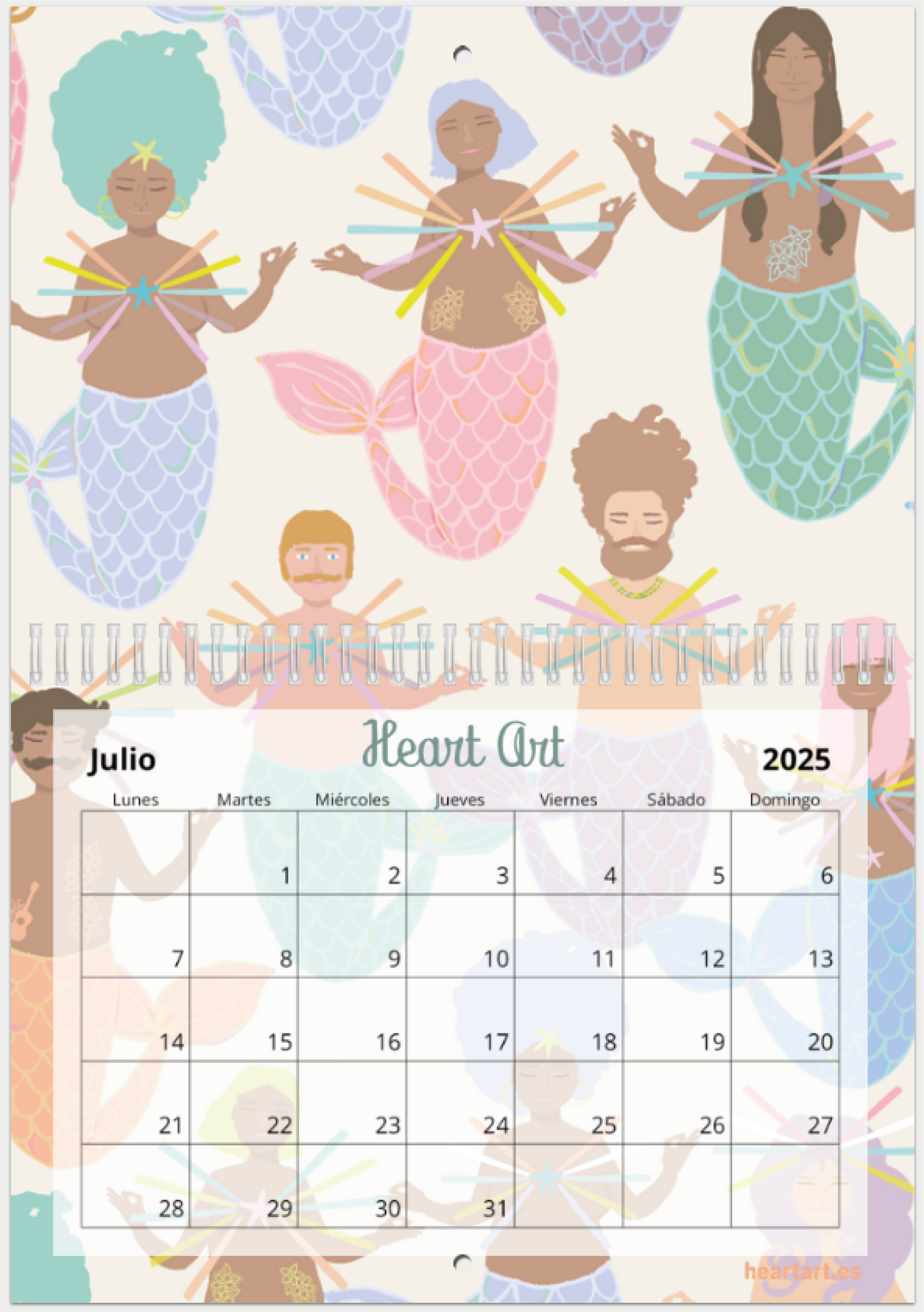 Calendario 2025 tamaño A4 doble.