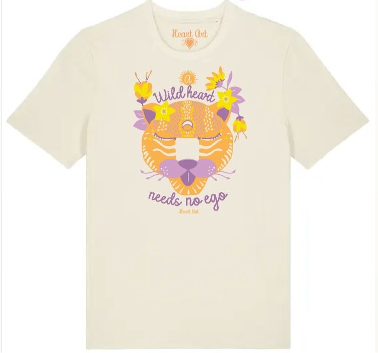 Camiseta de algodón orgánico en color natural raw, modelo Alebrije