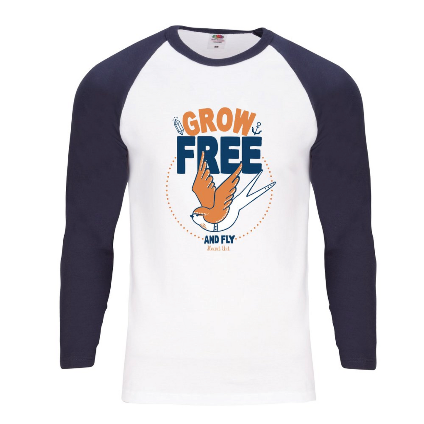 Camiseta baseball de manga larga, marino/blanco