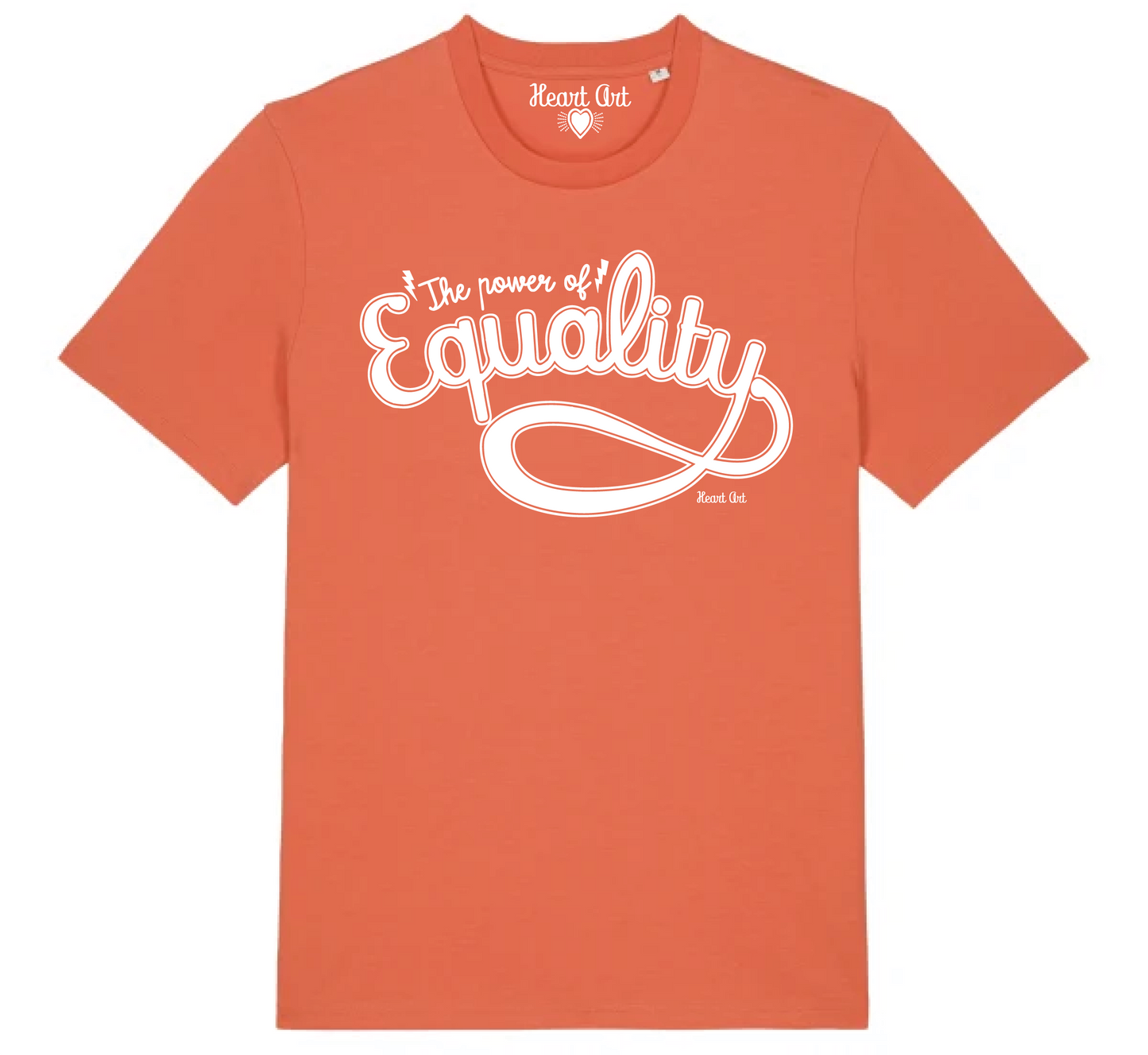 Camiseta de algodón orgánico naranja suave, modelo Equality