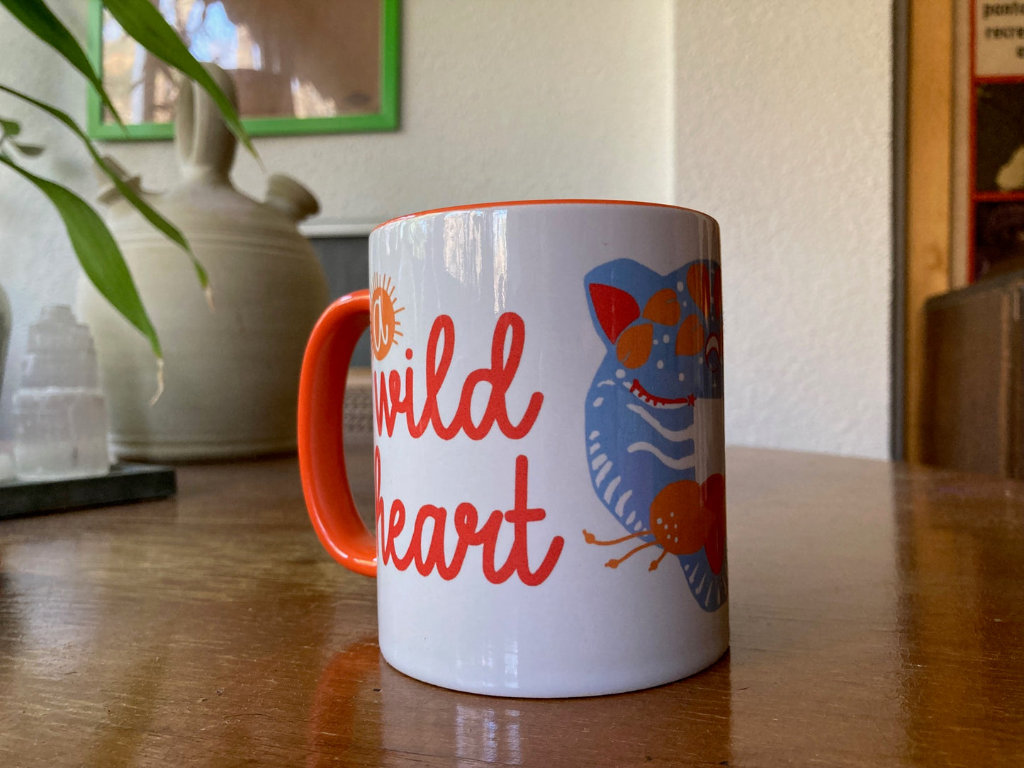 Taza de desayuno naranja, modelo Wild Heart.