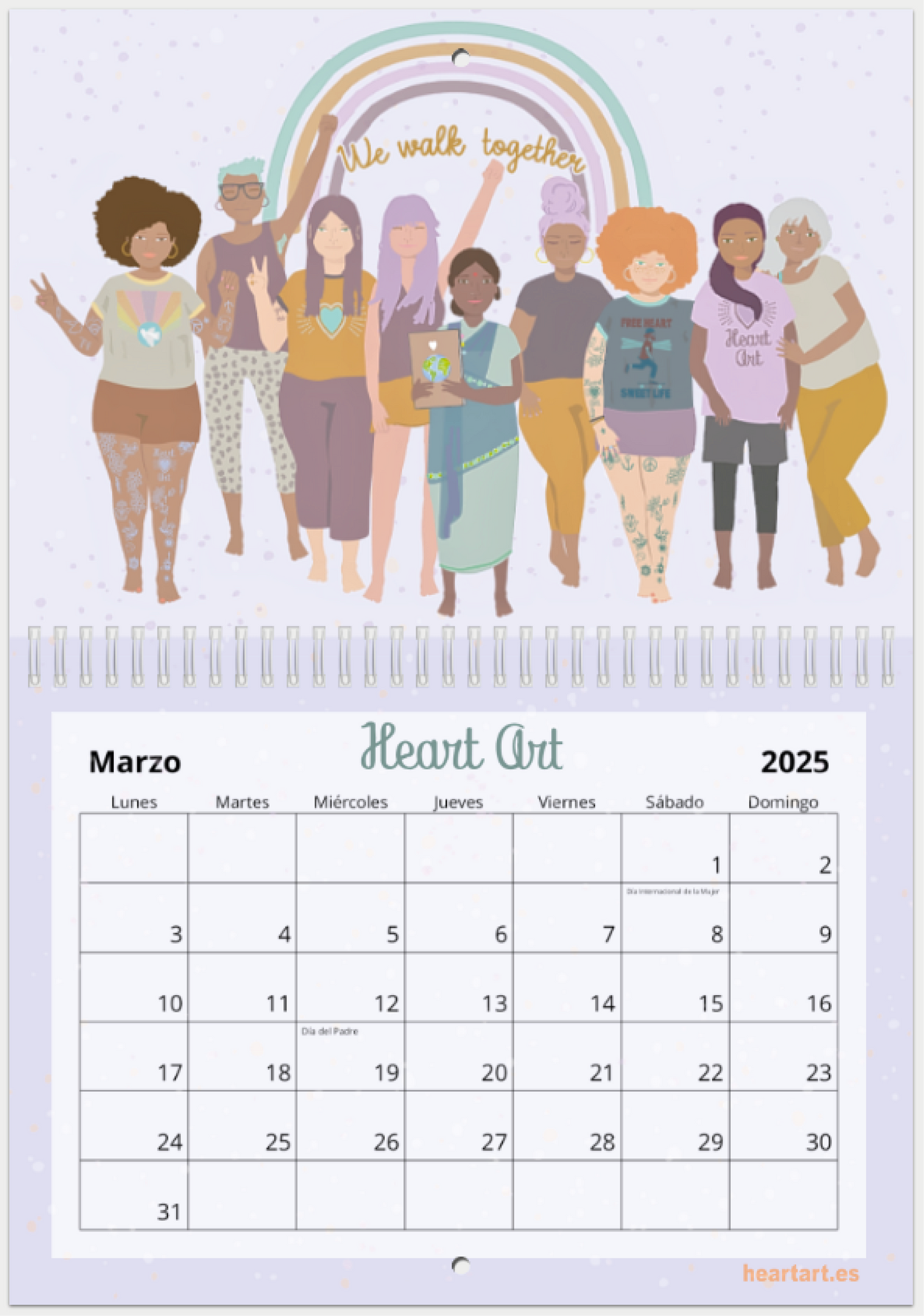 Calendario 2025 tamaño A4 doble.