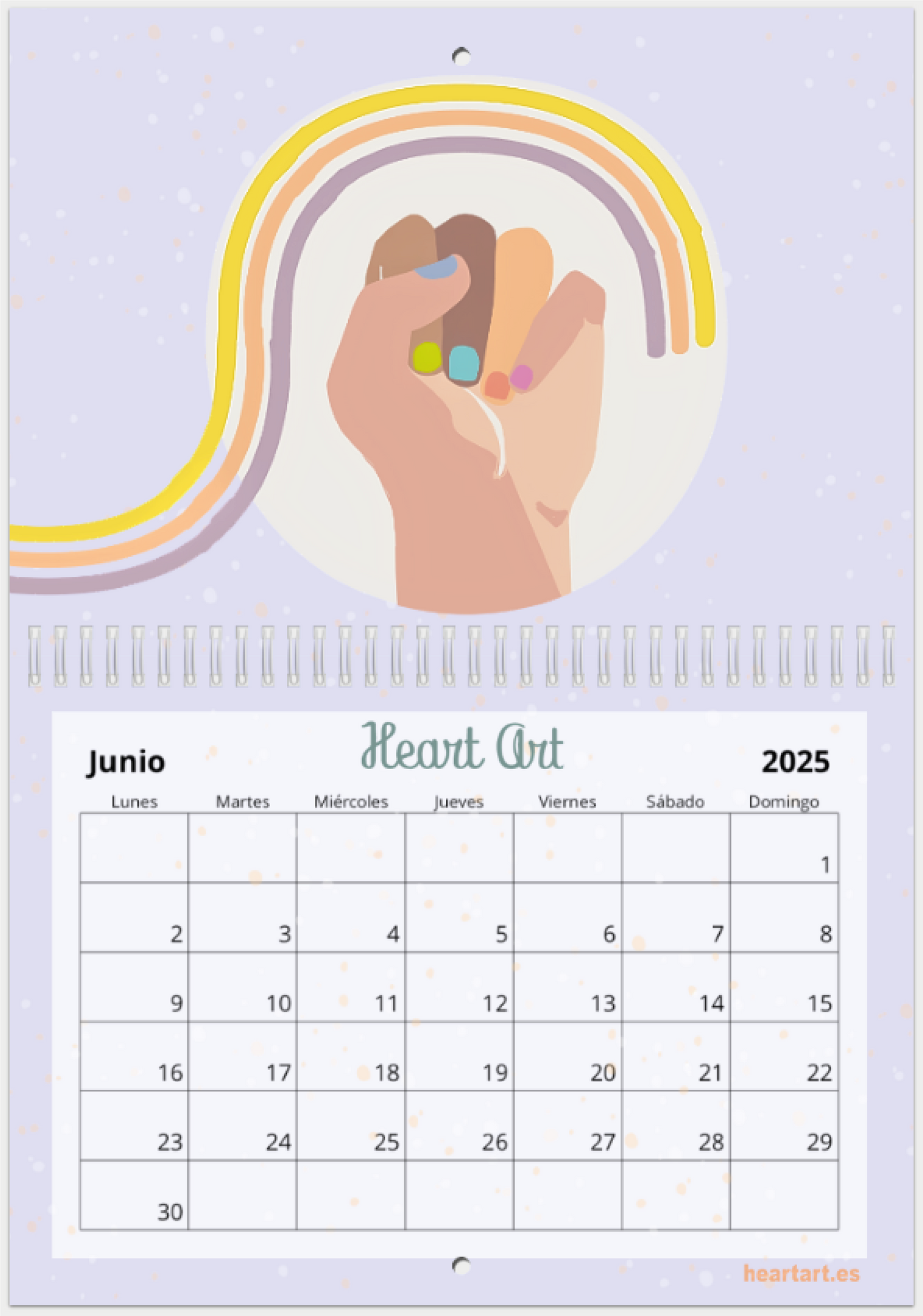 Calendario 2025 tamaño A4 doble.