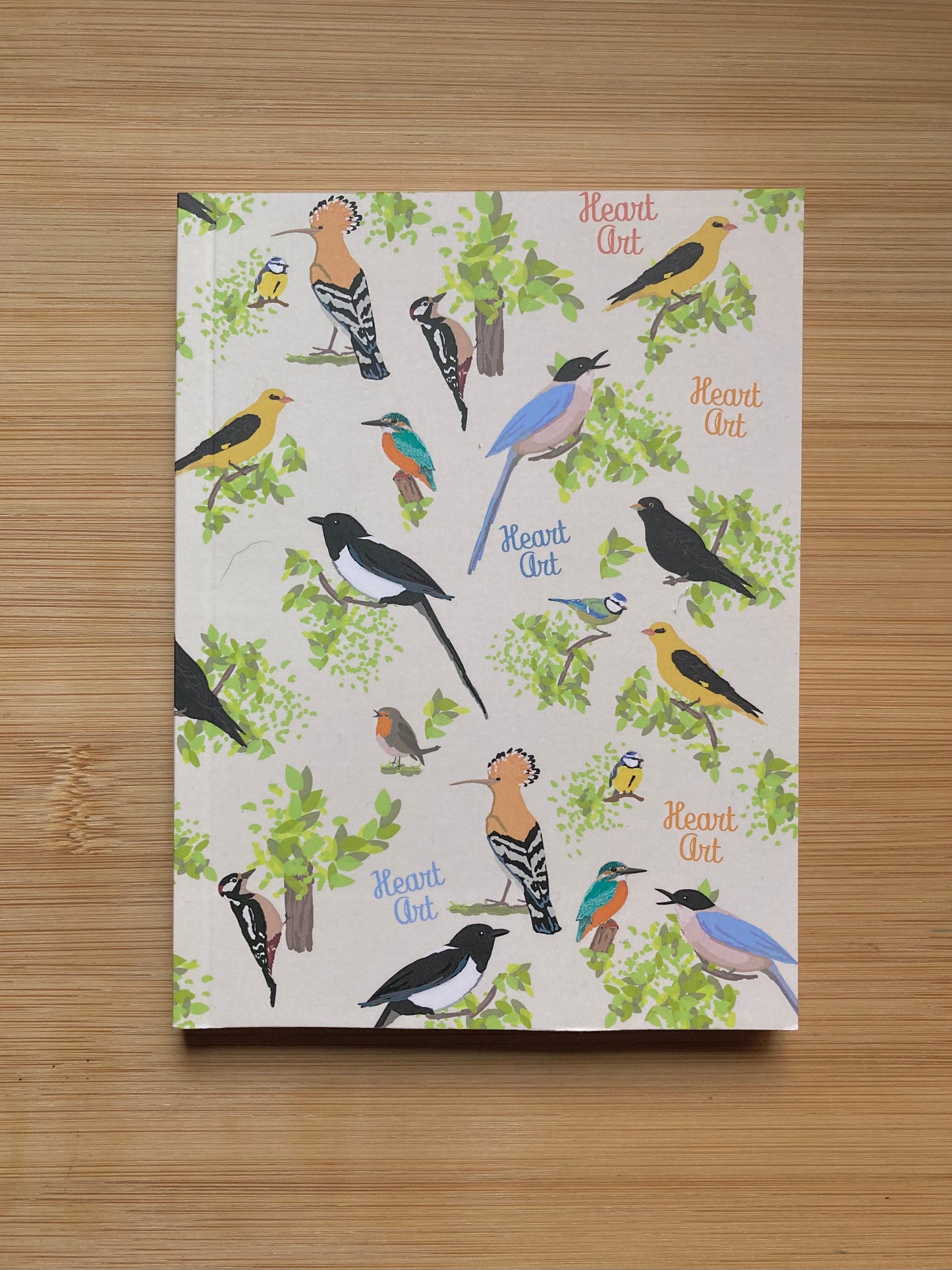 Cuaderno de papel reciclado modelo Pájaros, tamaño A6 (bolsillo)