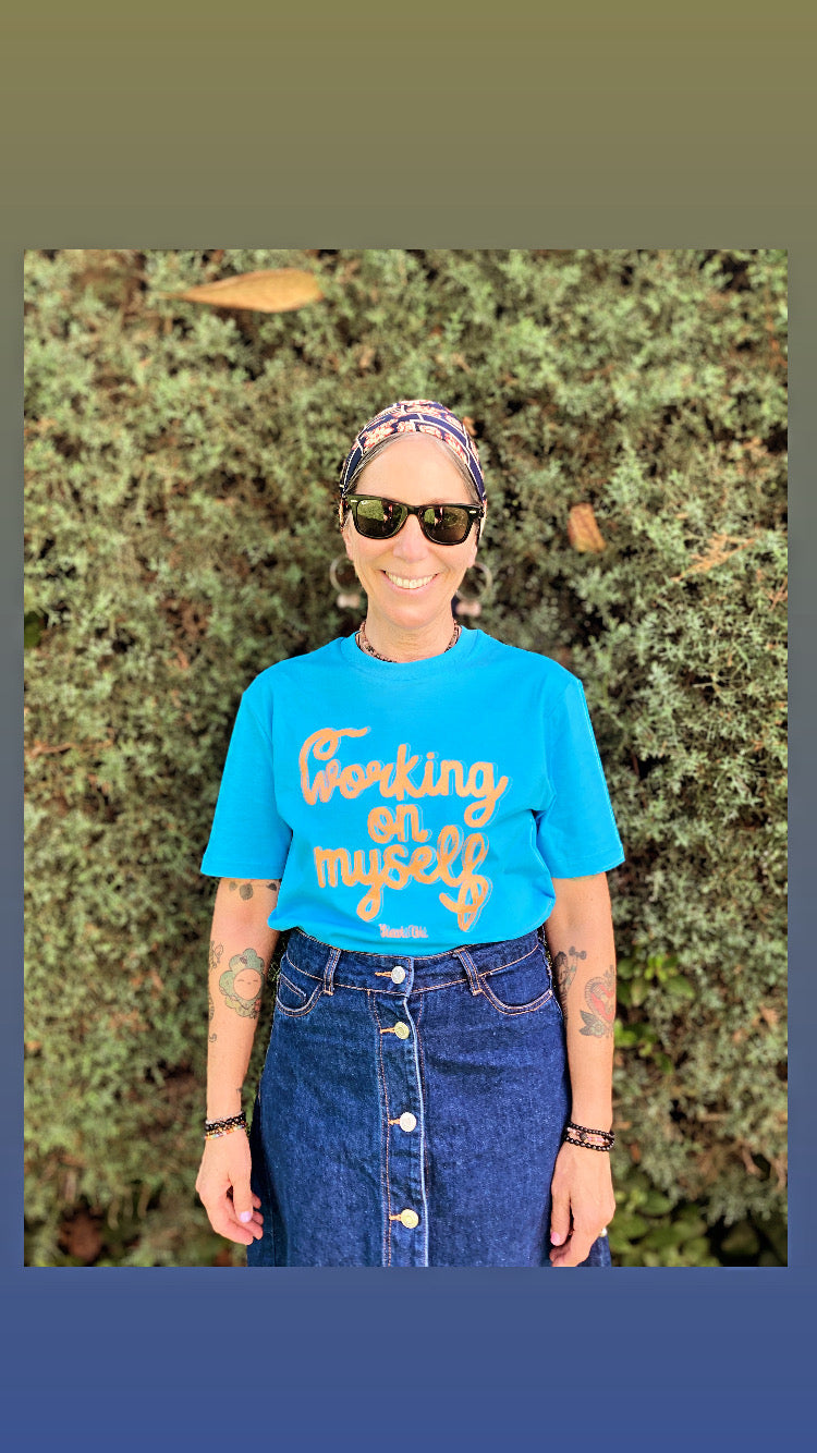 Camiseta de algodón orgánico azul, modelo Working.