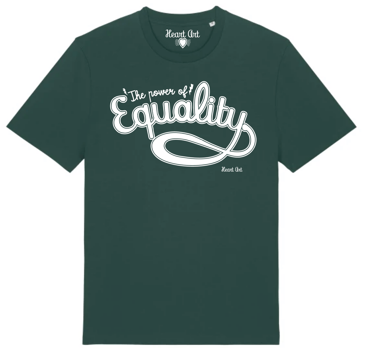 Camiseta de algodón orgánico verde botella, modelo Equality