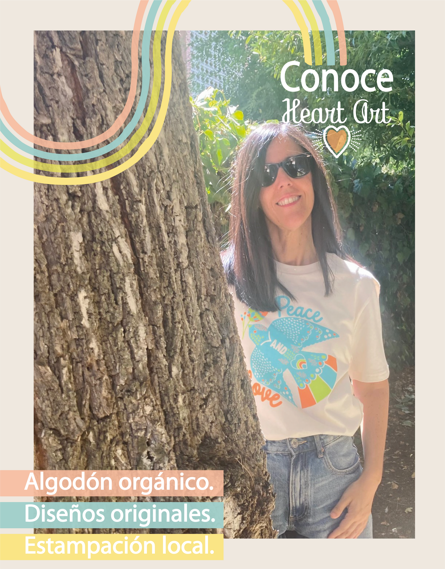 Camiseta de algodón orgánico en color natural raw, modelo Paloma