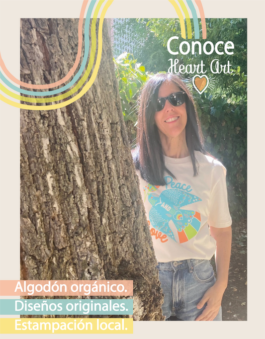 Camiseta de algodón orgánico en color natural raw, modelo Paloma