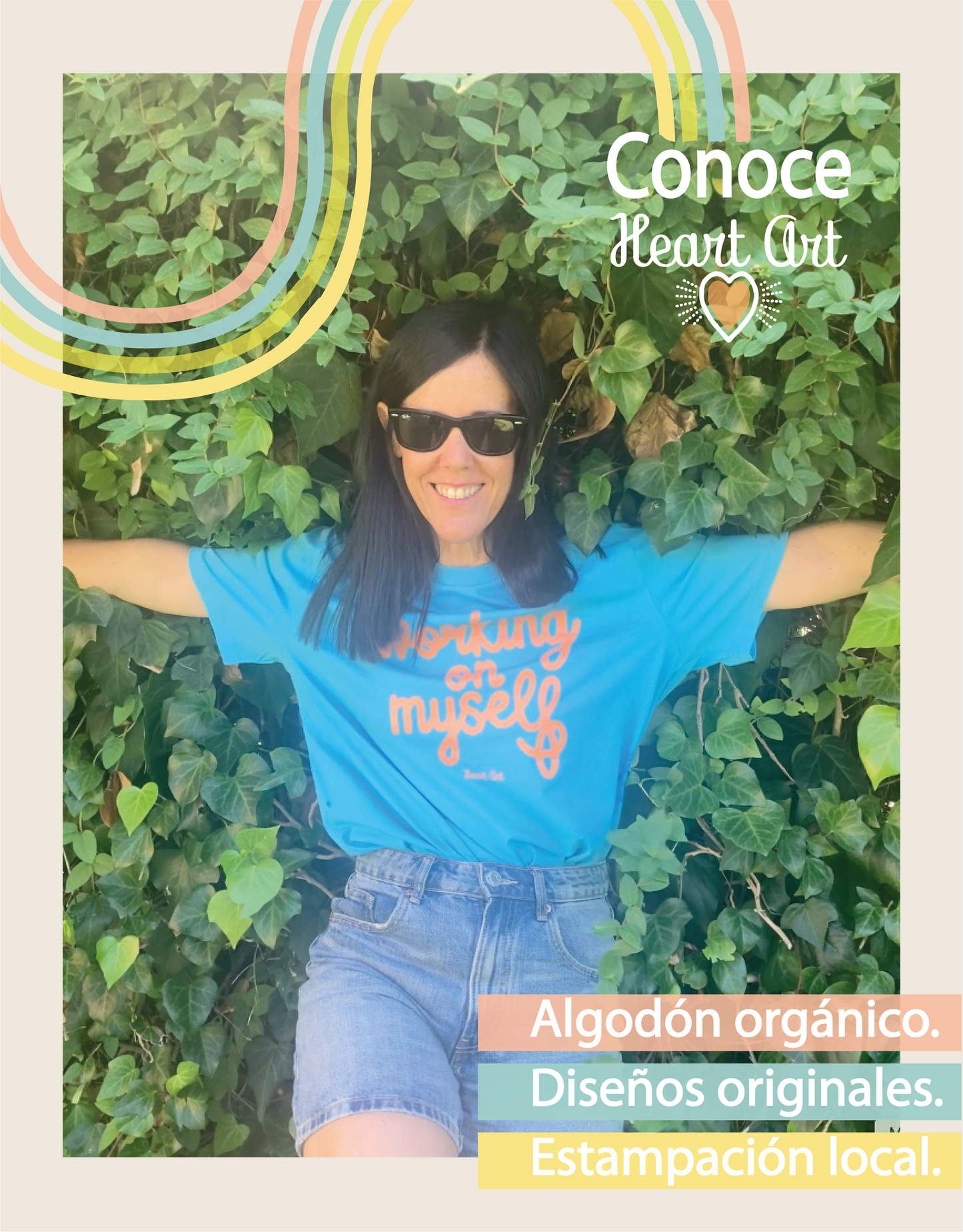 Camiseta de algodón orgánico azul, modelo Working.