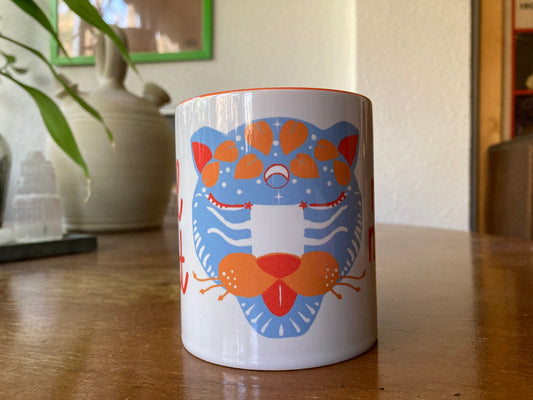 Taza de desayuno naranja, modelo Wild Heart.