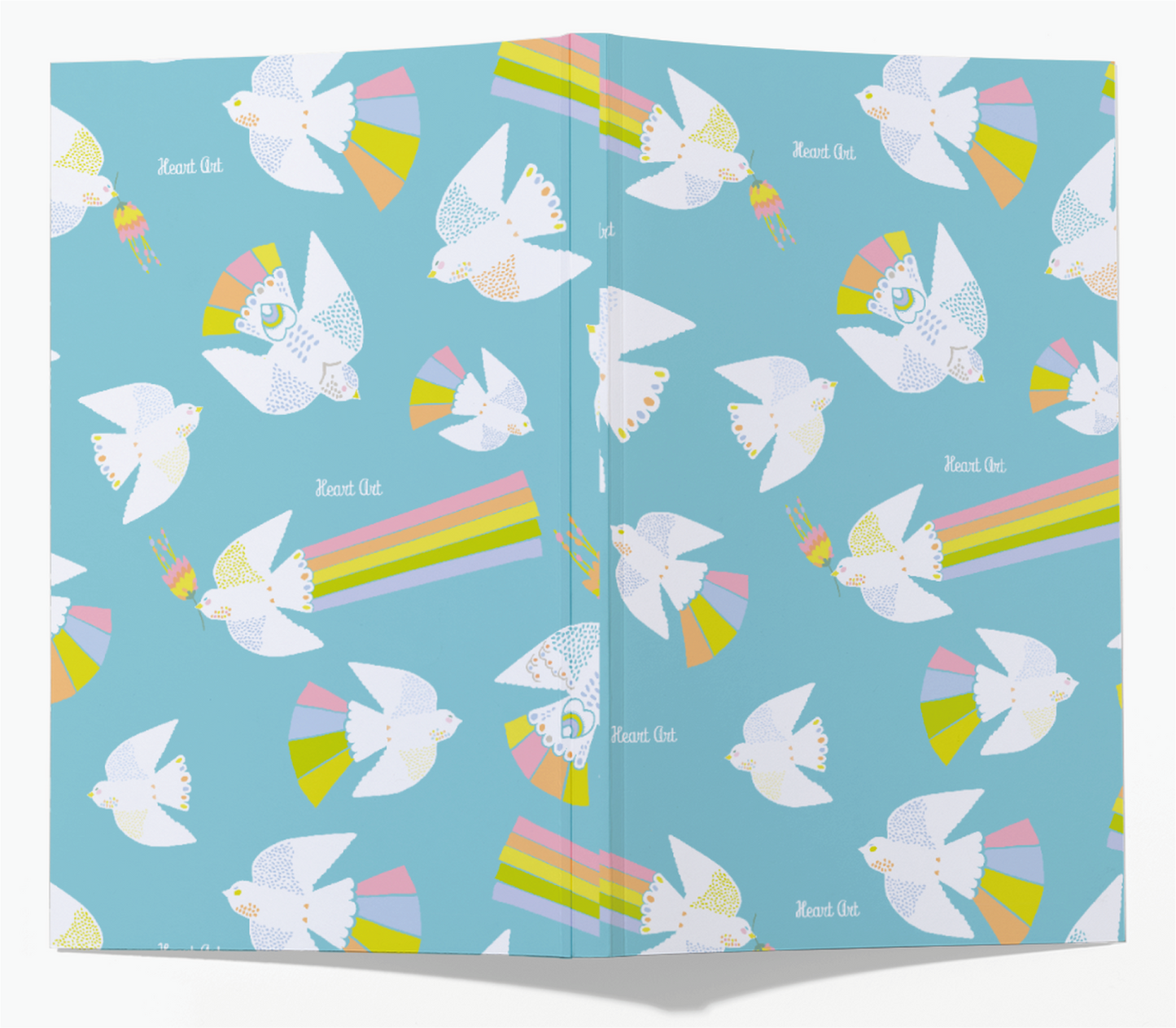 cuaderno de papel lo reciclado modelo Palomas de la paz. tamaño A5 (CUARTILLA).