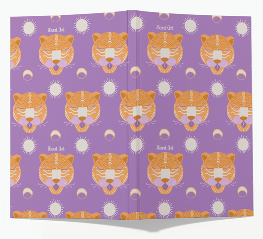 cuaderno de papel reciclado modelo Tigres morado. tamaño A5 (CUARTILLA).