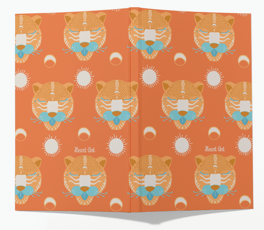 Libreta de papel reciclado modelo Tigres naranja. tamaño A5 (CUARTILLA).