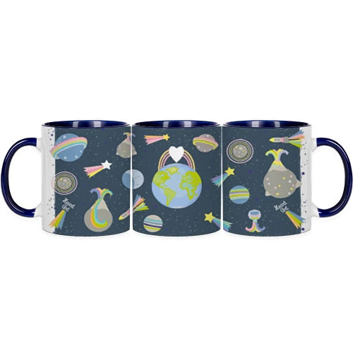 Taza de desayuno blanca modelo Universo.